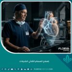 جراح قلب متخصص يفحص مجسم ثلاثي الأبعاد لعملية إصلاح الصمام الثلاثي الشرفات بأحدث التقنيات.