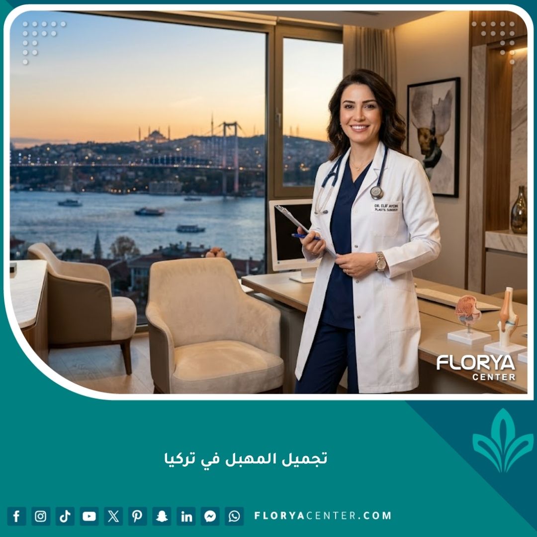 واجهة طبية احترافية لعمليات تجميل المهبل في تركيا مع إطلالة على إسطنبول.