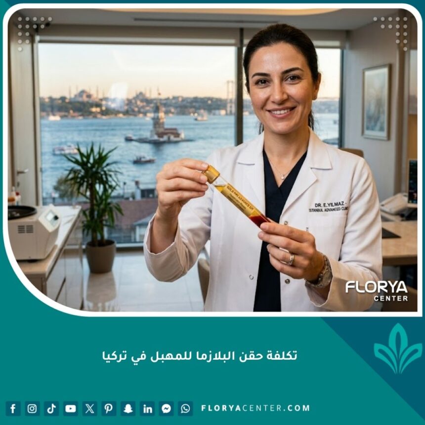 مخطط توضيحي لخطوات تحضير حقن البلازما (PRP) للأغراض الطبية والتجميلية النسائية.