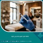 حقن الفيلر للرجال في تركيا - صورة مقربة ليد طبيب تحمل حقنة في عيادة تجميل.