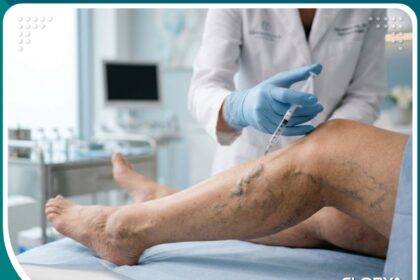 صورة مميزة توضح عملية علاج الدوالي بالحقن في عيادة طبية متخصصة وحديثة.