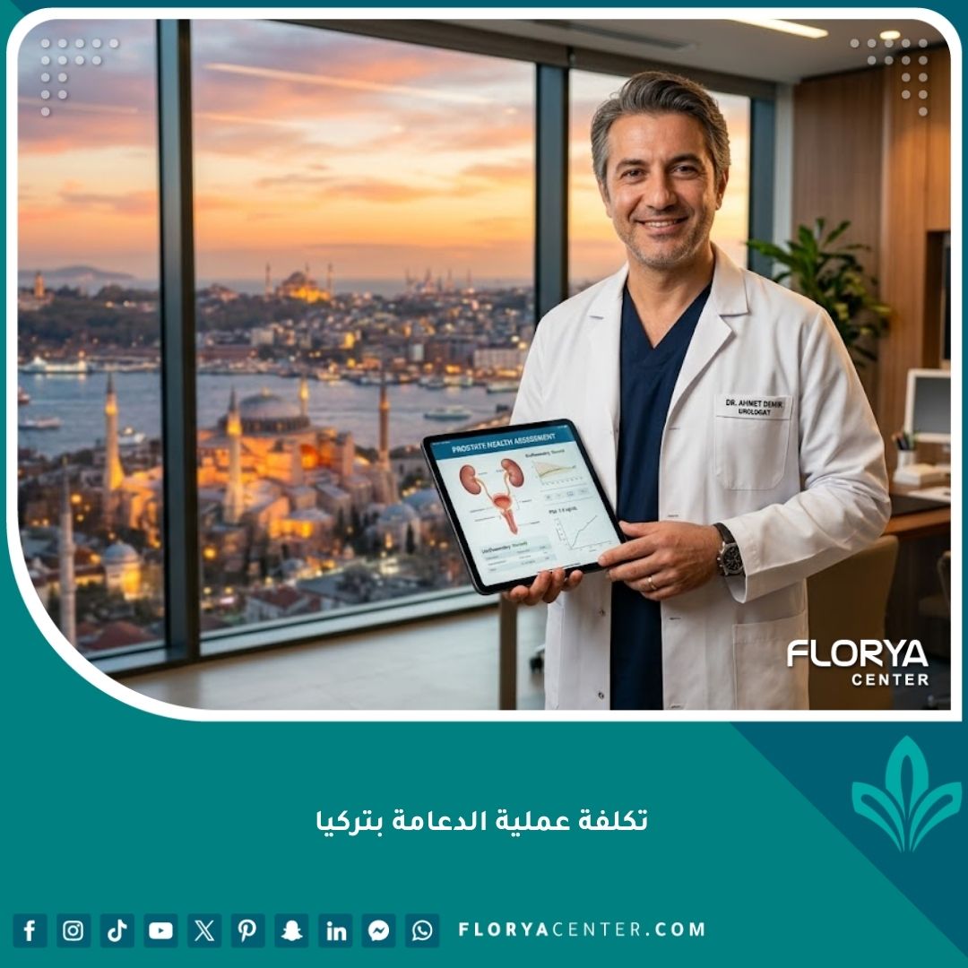 طبيب مسالك بولية خبير في غرفة كشف حديثة في اسطنبول مع إطلالة على البوسفور، يمثل زراعة الدعامة في تركيا.