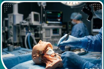 صورة سينمائية احترافية لجراحة الشريان السباتي تظهر الدقة الطبية في غرفة العمليات.