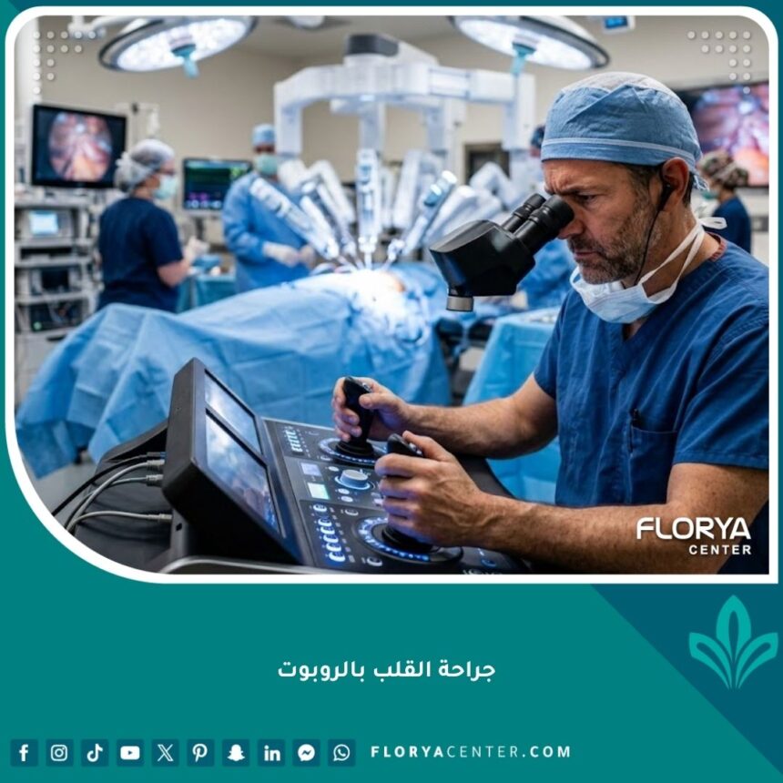 جراح قلب يستخدم نظام جراحة القلب بالروبوت المتقدم لإجراء عملية معقدة