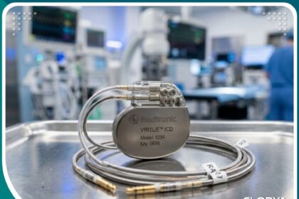 جهاز صدمات القلب المزروع ICD بتصميم عصري وتقنية طبية متقدمة لإنقاذ حياة مرضى القلب.
