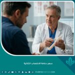 طبيب مختص يشرح تقنية دعامة الانتصاب الثنائية الهيدروليكية للمريض في عيادة طبية حديثة.