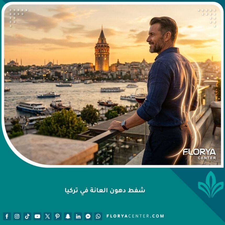 واجهة المقال: رجل واثق في إسطنبول يطل على البوسفور، يمثل نتائج عملية شفط دهون العانة للرجال في تركيا.