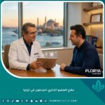 جراح تركي متميز يستشير مريضًا حول عملية علاج العضو الذكري المدفون في عيادة فاخرة في اسطنبول مطلة على البوسفور.
