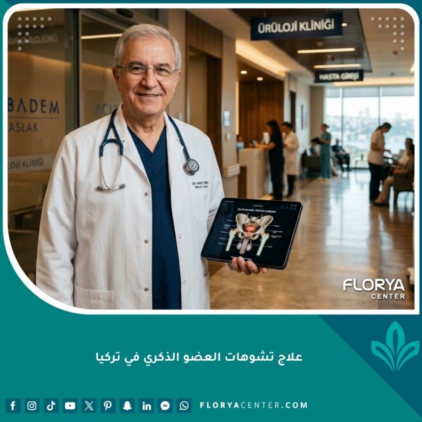 طبيب متخصص في علاج تشوهات العضو الذكري في تركيا داخل عيادة حديثة متطورة.