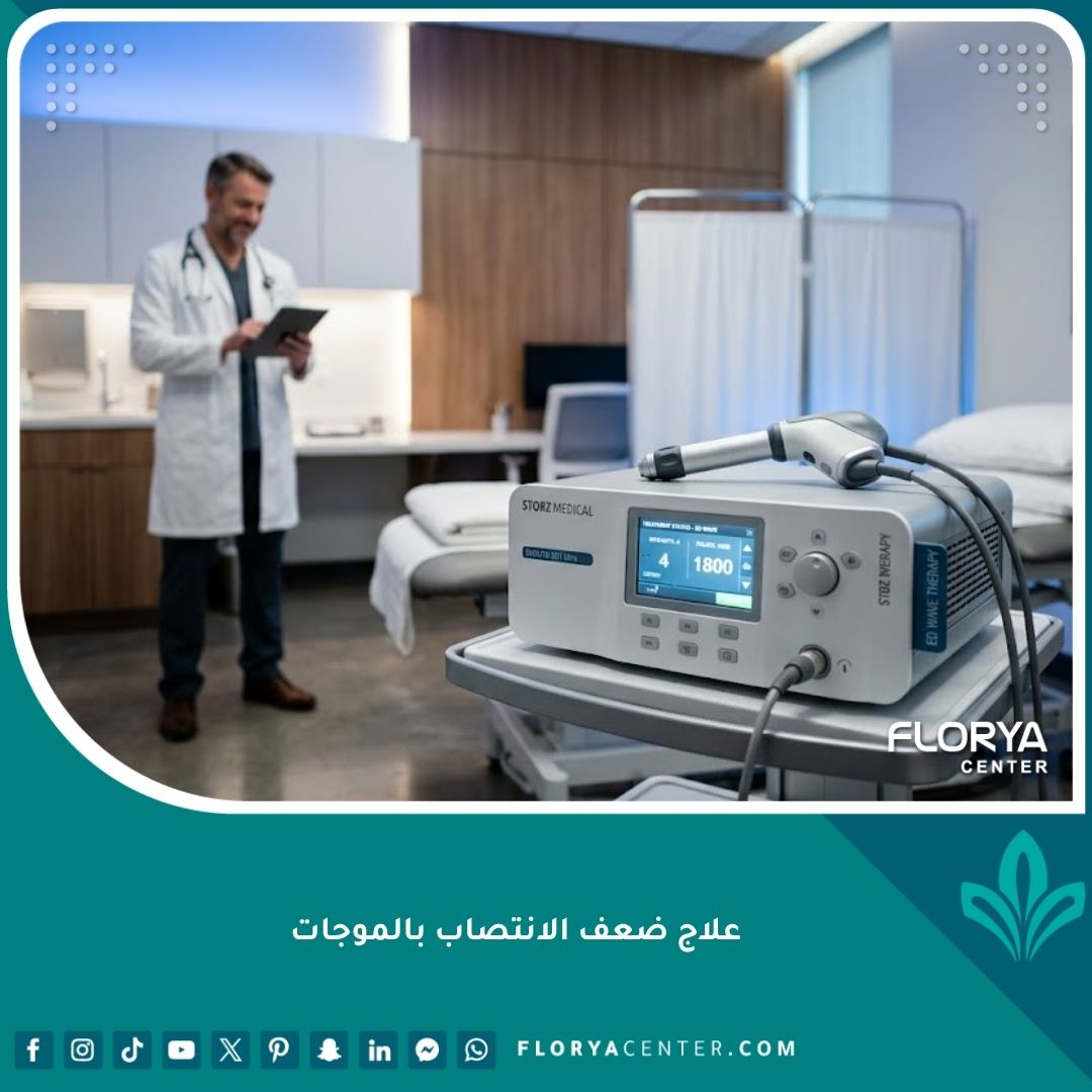 جهاز علاج ضعف الانتصاب بالموجات التصادمية الحديث في عيادة طبية متطورة.
