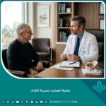 طبيب مختص يشرح عملية العصب لعلاج سرعة القذف في عيادة حديثة.