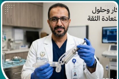 صورة مميزة تظهر جهاز تعويضي متطور للعضو الذكري في يد طبيب متخصص، مما يرمز إلى حلول طبية مبتكرة لاستعادة وظائف الجسم.