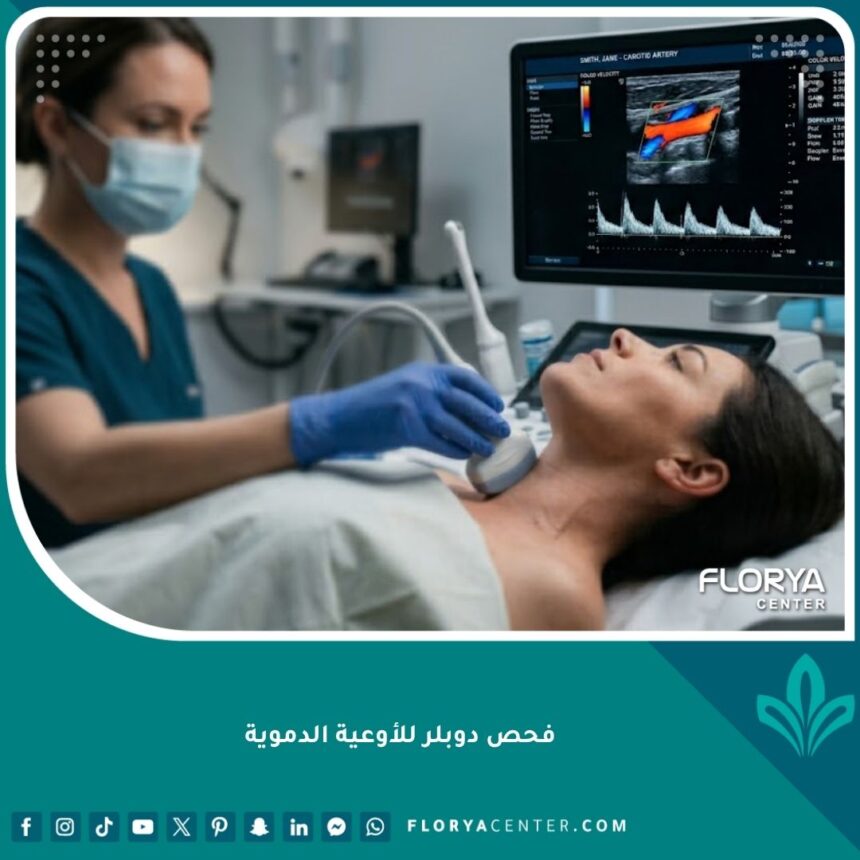 فحص أشعة دوبلر الملونة على الأوعية الدموية لتشخيص تدفق الدم.