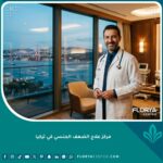 واجهة مركز علاج الضعف الجنسي في تركيا مع طبيب متخصص وإطلالة على مدينة إسطنبول.