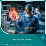 جراح قلب متخصص يقف في غرفة عمليات حديثة يرمز لارتفاع نسبة نجاح عملية القلب المفتوح.