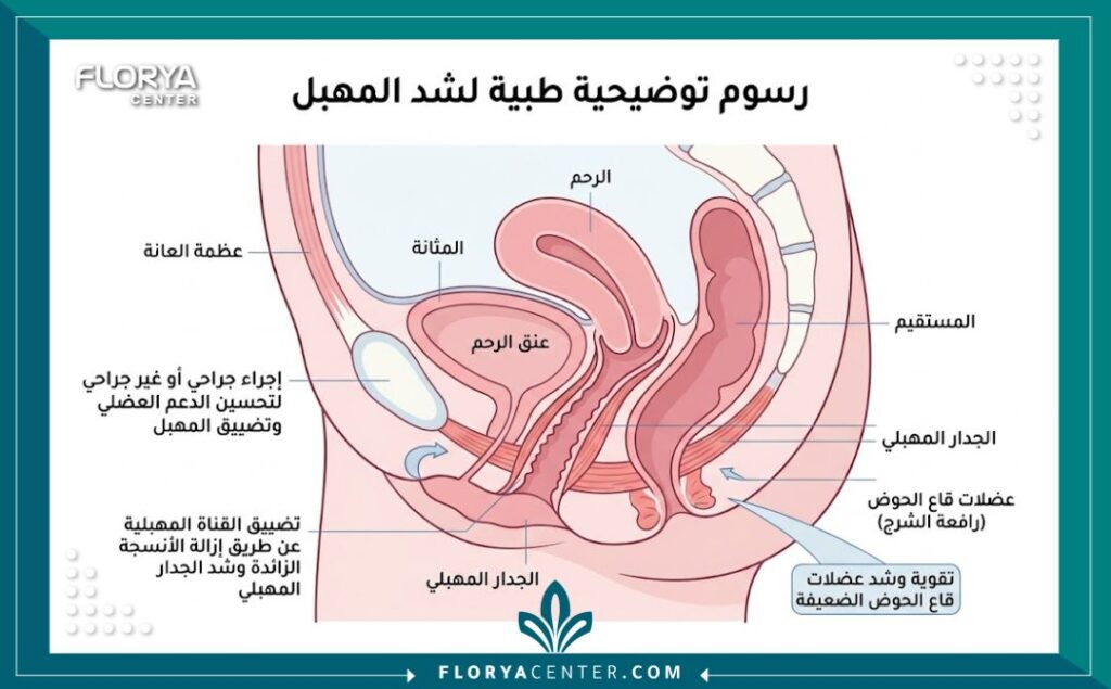مخطط طبي يوضح آلية عمل عضلات الحوض وعملية تضييق المهبل في تركيا.