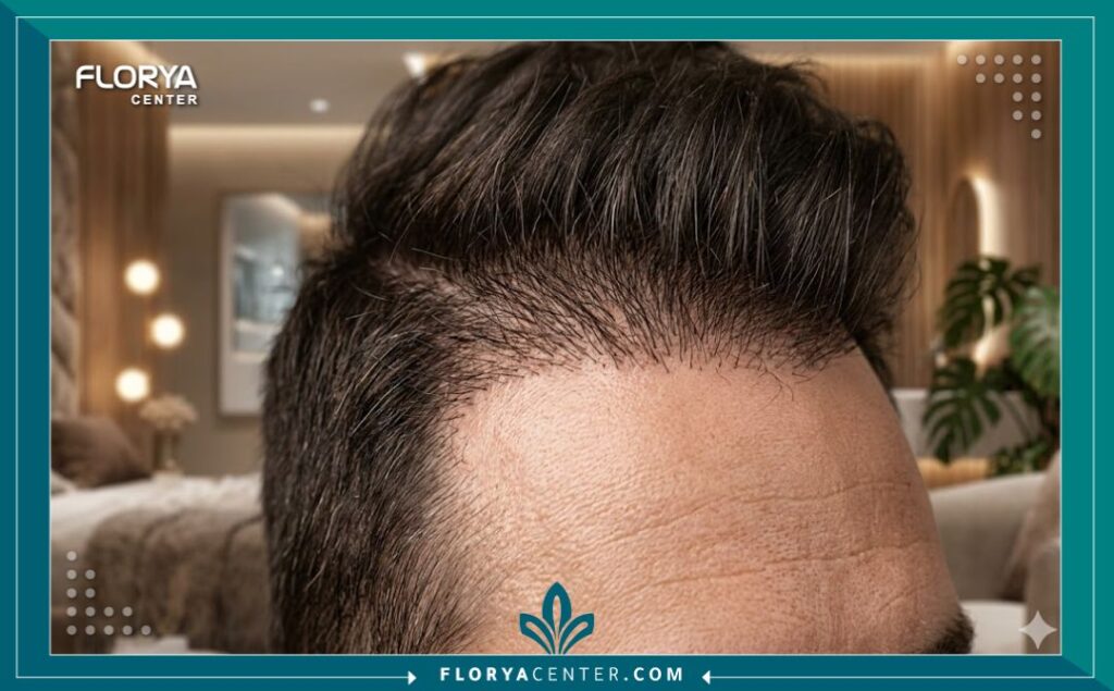 نتيجة طبيعية لزراعة الشعر تظهر دقة توزيع البصيلات وكثافتها تحت إشراف أمهر الأطباء.