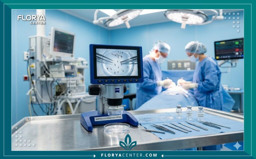 غرفة عمليات حديثة ومجهزة بأحدث التقنيات لزراعة الشعر في أفضل المراكز العالمية.