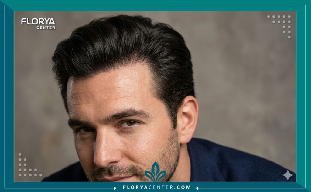 صورة قريبة تظهر نتائج كثافة الشعر الطبيعية بعد استخدام مستجدات علاج الصلع الوراثي.