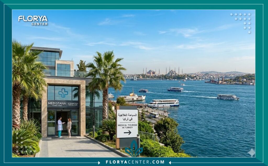 منظر بانورامي يجمع بين جمال مضيق البوسفور والمعالم التاريخية في إسطنبول مع عيادة تجميل حديثة للسياحة العلاجية في تركيا.