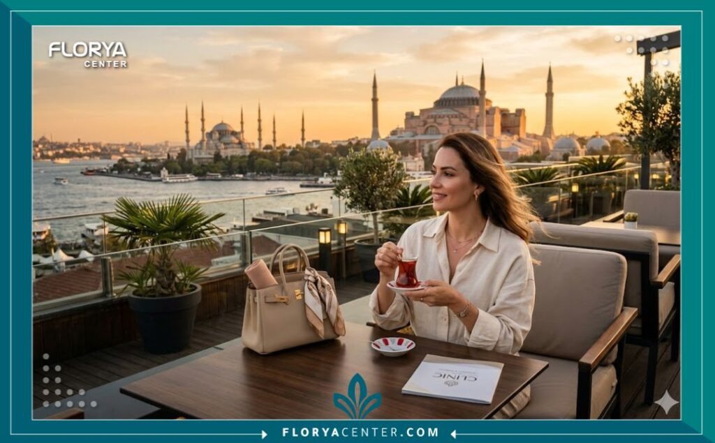 مريضة تقضي فترة نقاهة مريحة في إسطنبول بعد إجراء شد الوجه بالهايفو، وتستمتع بمعالم تركيا السياحية.