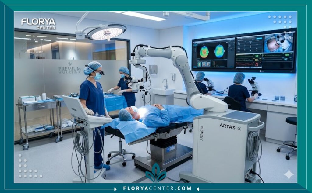 غرفة عمليات حديثة مخصصة لزراعة الشعر بأحدث التقنيات الطبية لضمان العلاج الصحيح.