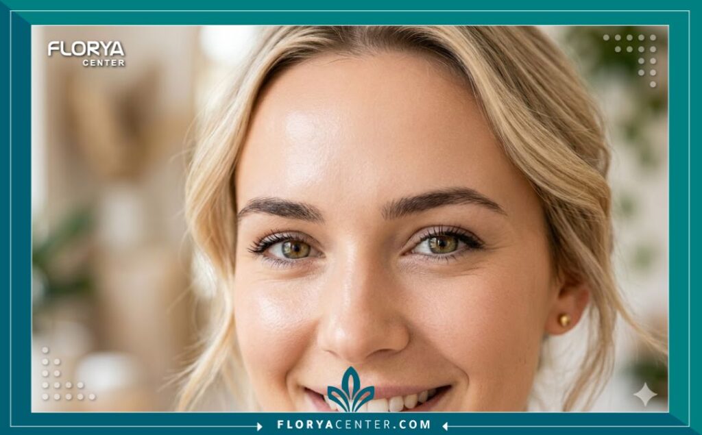 لقطة قريبة تظهر جبهة ناعمة ومشدودة بعد إجراء حقن البوتوكس لعلاج التجاعيد التعبيرية في تركيا.