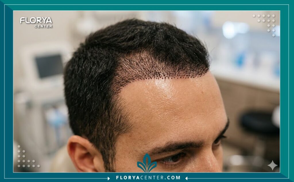 لقطة قريبة تظهر دقة تصميم خط الشعر الأمامي وكثافة البصيلات المزروعة لنتائج طبيعية.
