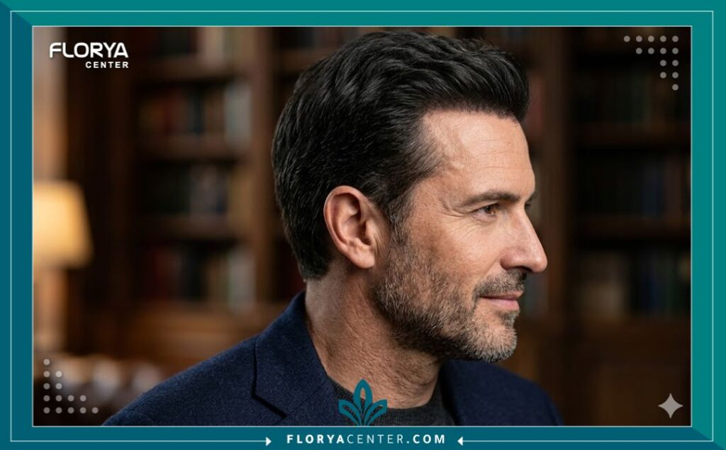 مظهر طبيعي لخط الشعر وكثافة ممتازة بعد تطبيق تقنيات زراعة الشعر المتطورة.