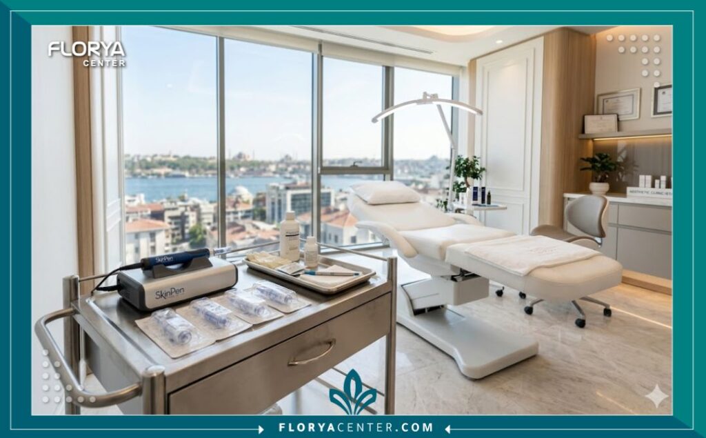 داخل عيادة تجميل احترافية في إسطنبول مجهزة بأحدث تقنيات المايكرونيدلينج وسكن بن.
