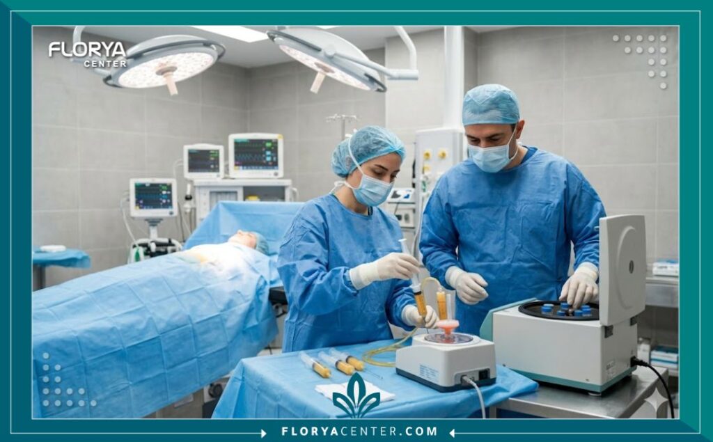 داخل غرفة العمليات المعقمة في اسطنبول: فريق طبي يقوم بتجهيز الدهون المجهرية لحقن الوجه