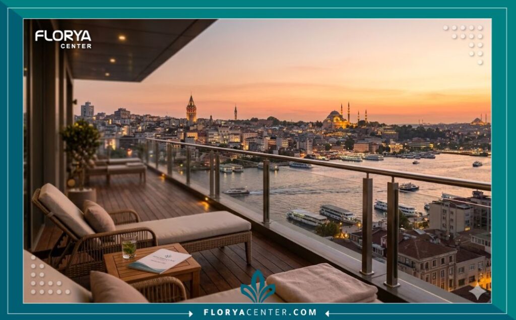 إطلالة بانورامية ساحرة لمدينة إسطنبول ومضيق البوسفور تعكس تجربة السياحة العلاجية لحقن الميزو-بوتوكس في تركيا.