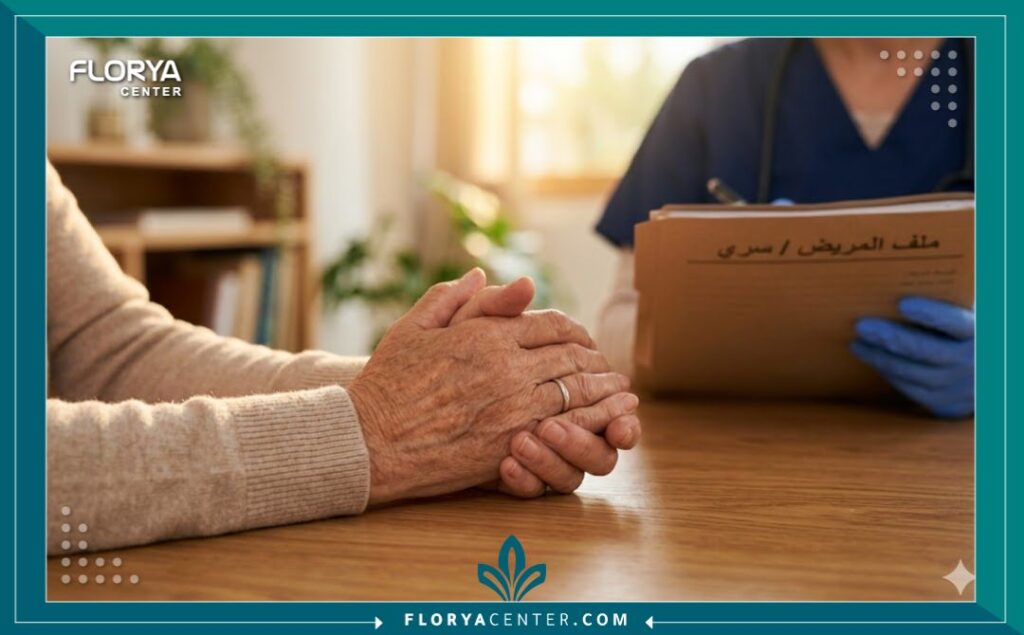 لقطة فنية تعبر عن الخصوصية والراحة النفسية التي توفرها دكتورة نسائية لترقيع الغشاء في تركيا للمريضة قبل إجراء العملية.