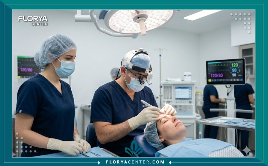 غرفة عمليات حديثة لإجراء زراعة الحواجب في مستشفى تجميلي رائد