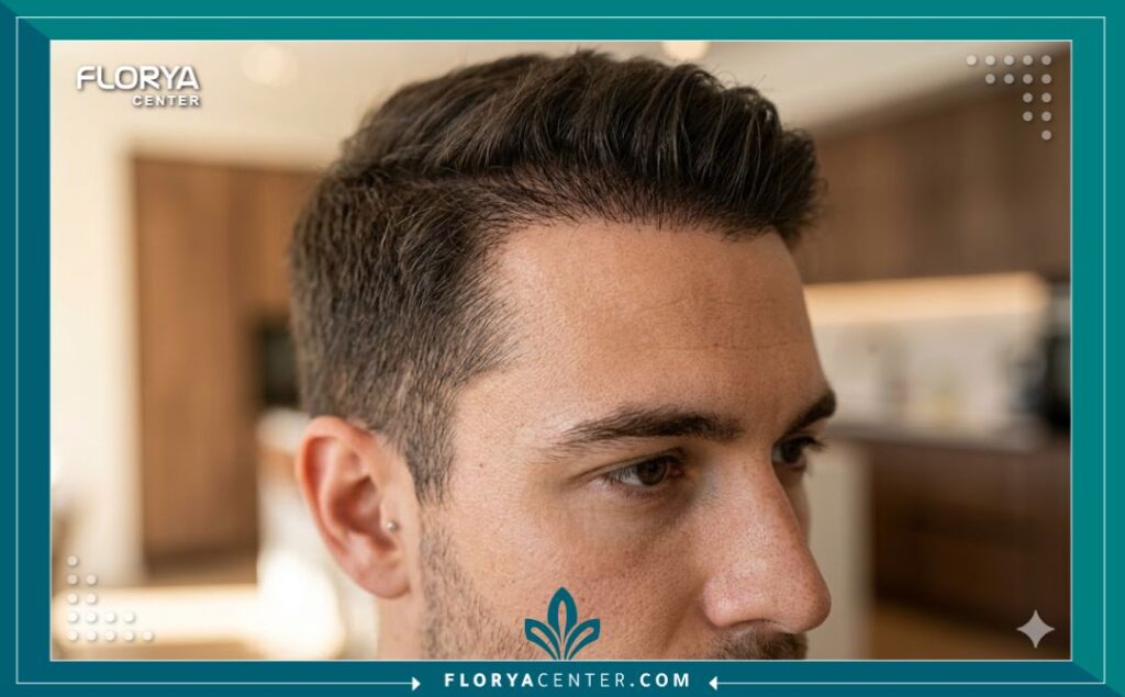 نتيجة نهائية لزراعة الشعر الطبيعي: خط شعر متناسق وكثيف يندمج بشكل مثالي مع الشعر الأصلي.