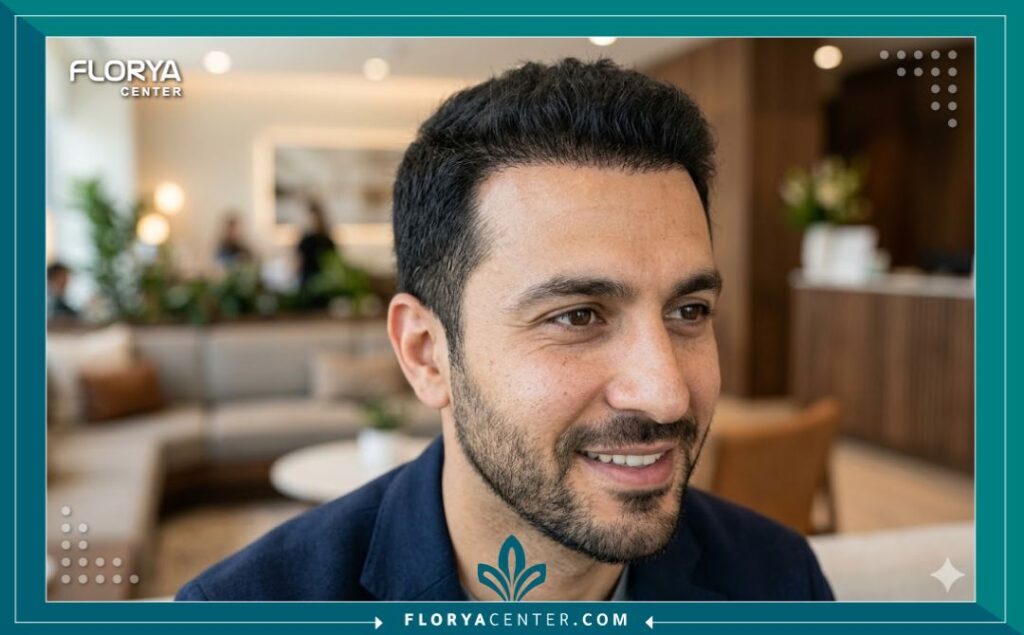 مريض يظهر نتيجة طبيعية وناجحة لعملية زراعة الشعر بعد الالتزام بالضوابط زراعة الشعر حلال ام حرام