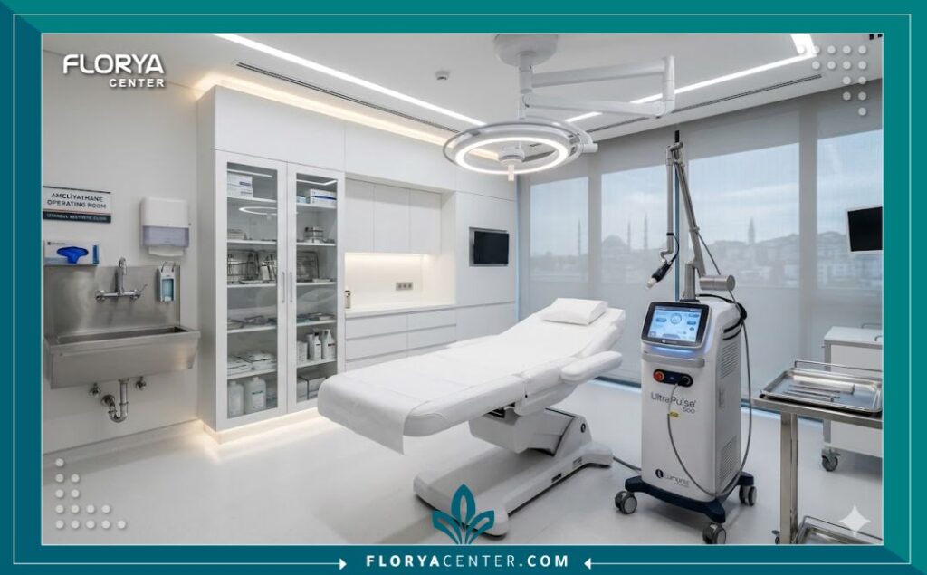 غرفة عمليات مجهزة بأحدث تقنيات الليزر التجميلي في أفضل عيادات التجميل في تركيا.