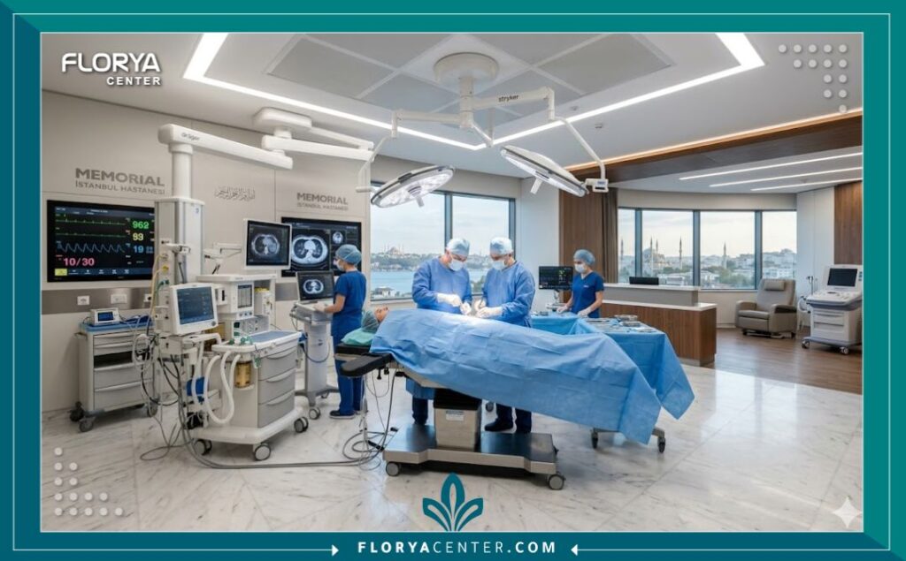 غرفة عمليات حديثة ومجهزة بأحدث التقنيات لعمليات التجميل النسائي في إسطنبول تركيا.