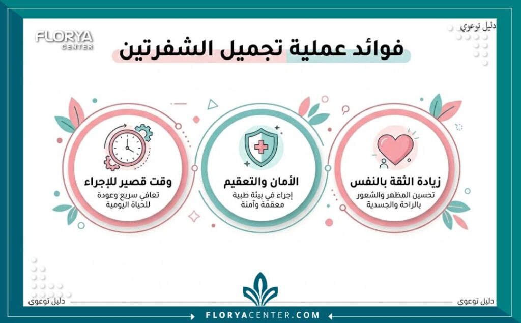 إنفوجرافيك يوضح مميزات وفوائد عملية قص الشفرات وتجميل المنطقة الحساسة.