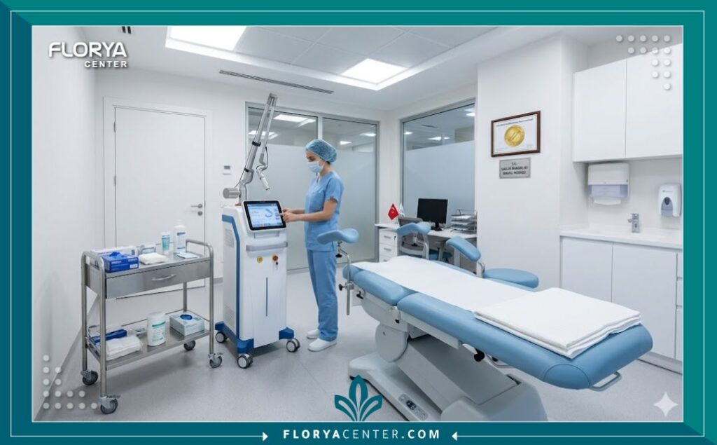 أحدث أجهزة الليزر المستخدمة في عيادات تضييق المهبل في إسطنبول.