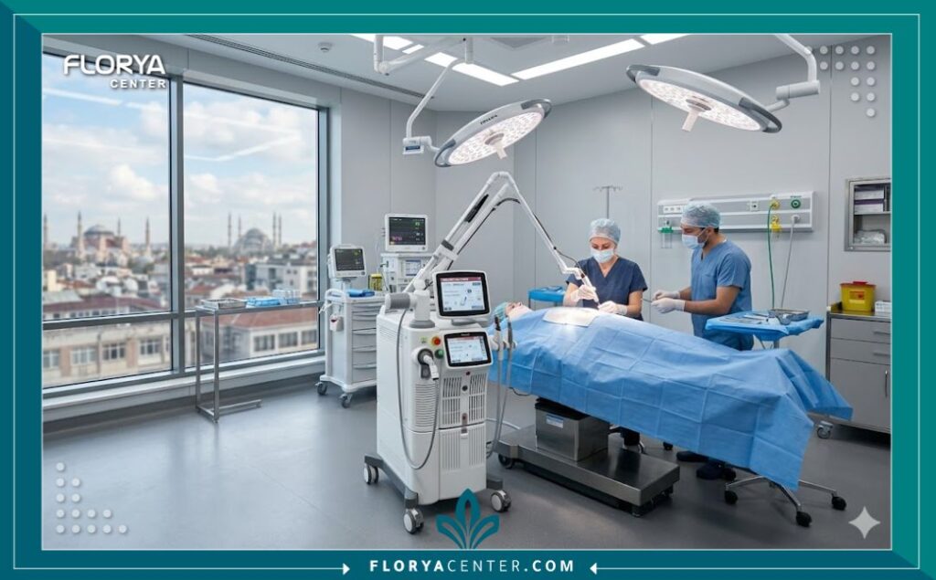 أحدث أجهزة ليزر الإيربيوم ياج في غرف العلاج المتطورة بالمراكز الطبية في اسطنبول.