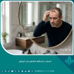 رجل يعاني من تراجع خط الشعر الأمامي ويبحث عن أسباب تساقط الشعر الوراثي عند الرجال أمام المرآة.