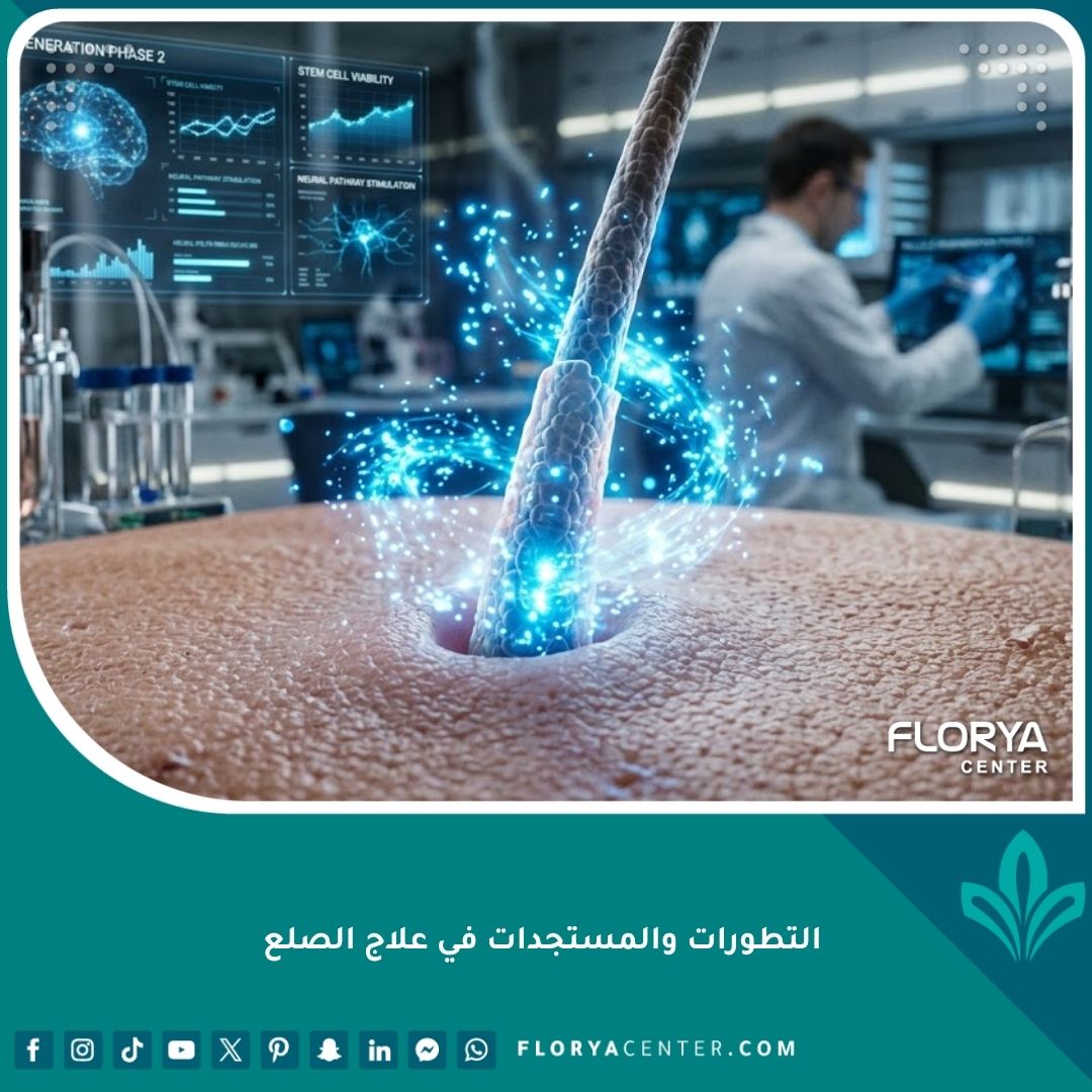 صورة سينمائية توضح أحدث التطورات العلمية في تجديد بصيلات الشعر وعلاج الصلع.