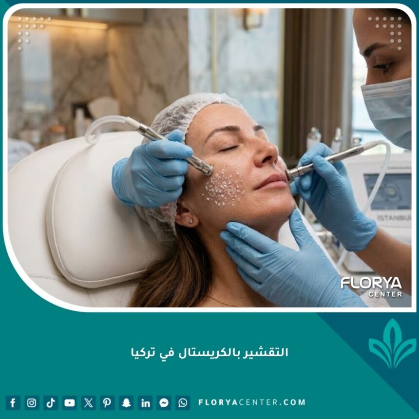 جلسة تقشير بالكريستال للوجه في عيادة تجميل راقية في تركيا لإعادة النضارة.