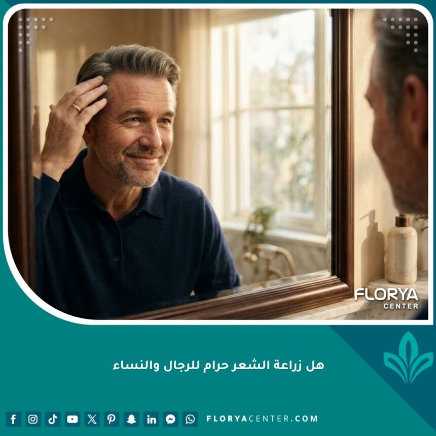 صورة تعبيرية عن الثقة بالنفس بعد زراعة الشعر للرجال وتوافقها مع الضوابط الشرعية.