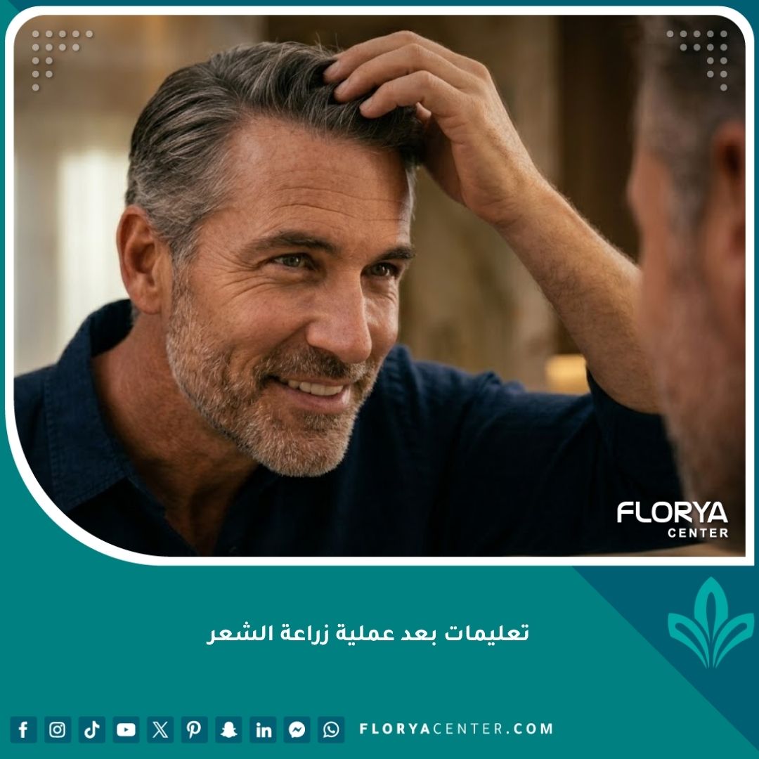 رجل يستعرض نتائج زراعة الشعر بعد الالتزام بالتعليمات الطبية.