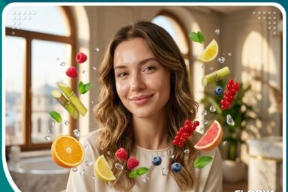 امرأة ذات بشرة مشرق وناعمة بعد جلسة تقشير أحماض الفواكه المجمع في تركيا للحصول على نضارة فورية.
