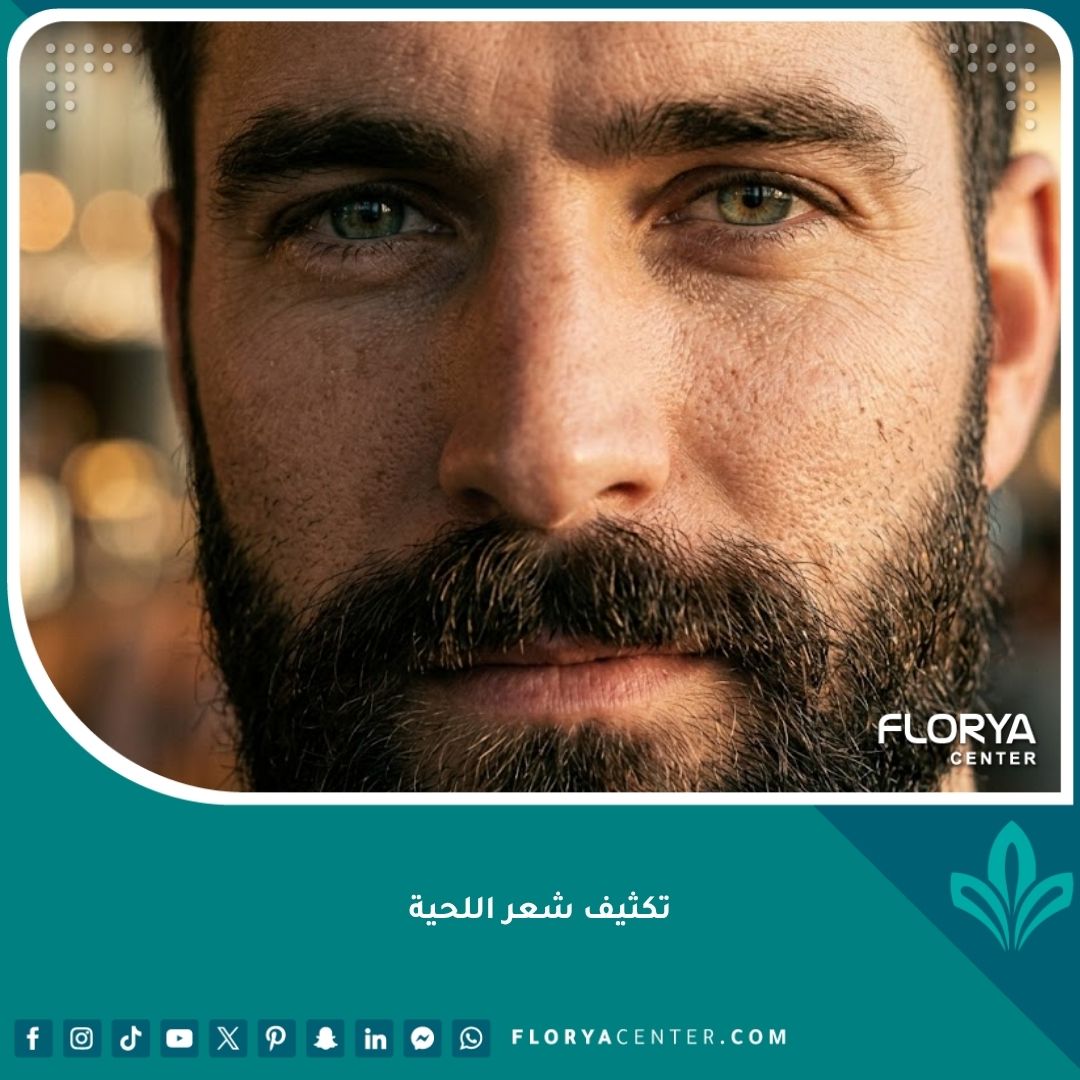 رجل ذو لحية كثيفة ومحددة تمامًا بعد عملية تكثيف شعر اللحية - مظهر رجولي جذاب.