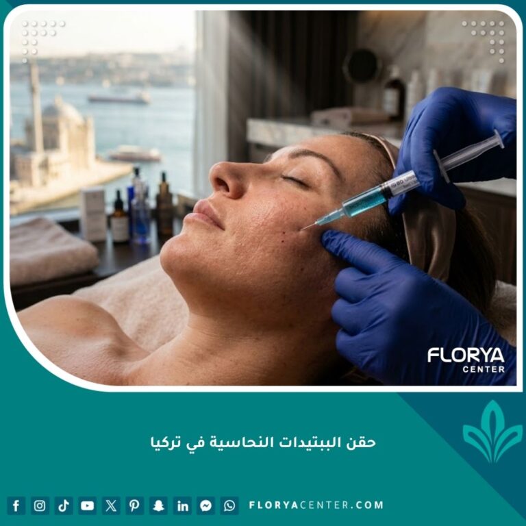 إجراء حقن الببتيدات النحاسية للوجه في عيادة تجميل فاخرة في تركيا لشد البشرة وتحفيز الكولاجين.