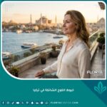 امرأة ذات مظهر شاب وبشرة مشدودة بفضل خيوط الكوج في تركيا، تطل على البوسفور في إسطنبول، تبرز نتائج عملية شد الوجه غير الجراحية.